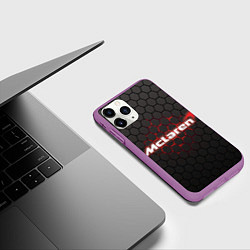 Чехол iPhone 11 Pro матовый McLaren carbon theme, цвет: 3D-фиолетовый — фото 2
