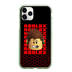 Чехол iPhone 11 Pro матовый ROBLOX LEGO FACE УЗОР СОТЫ, цвет: 3D-салатовый