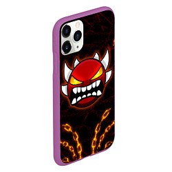 Чехол iPhone 11 Pro матовый Geometry Dash: Fire Chains, цвет: 3D-фиолетовый — фото 2