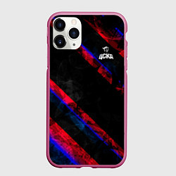 Чехол iPhone 11 Pro матовый ЦСКА Dark Theme, цвет: 3D-малиновый