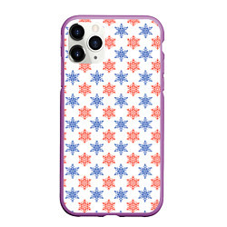 Чехол iPhone 11 Pro матовый Снежинки паттернsnowflakes pattern