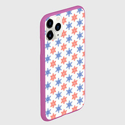 Чехол iPhone 11 Pro матовый Снежинки паттернsnowflakes pattern, цвет: 3D-фиолетовый — фото 2