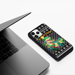 Чехол iPhone 11 Pro матовый Ёлкозавр, цвет: 3D-черный — фото 2