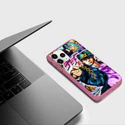 Чехол iPhone 11 Pro матовый Джотаро - JoJos Bizarre Adventure, цвет: 3D-малиновый — фото 2