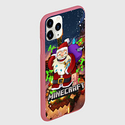 Чехол iPhone 11 Pro матовый НОВОГОДНЯЯ ЁЛКА В МАЙНКРАФТ SANTA CLAUS, цвет: 3D-малиновый — фото 2