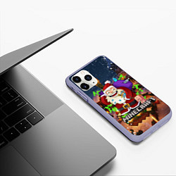 Чехол iPhone 11 Pro матовый НОВОГОДНЯЯ ЁЛКА В МАЙНКРАФТ SANTA CLAUS, цвет: 3D-светло-сиреневый — фото 2
