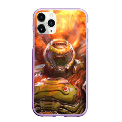 Чехол iPhone 11 Pro матовый DoomGuy in Fire Doom, цвет: 3D-сиреневый