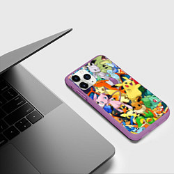 Чехол iPhone 11 Pro матовый АНИМЕ, ПОКЕМОНЫ ВСЕ ПЕРСОНАЖИ POKEMON, цвет: 3D-фиолетовый — фото 2