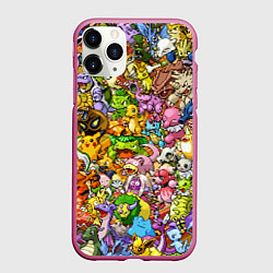 Чехол iPhone 11 Pro матовый ПОКЕМОНЫ В ПИКСЕЛЯХ PIXEL POKEMON, цвет: 3D-малиновый