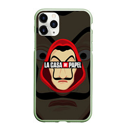 Чехол iPhone 11 Pro матовый БУМАЖНЫЙ ДОМ, ЛИЦО ДАЛИ LA CASA DE PAPEL, цвет: 3D-салатовый