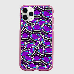 Чехол iPhone 11 Pro матовый Geometry Dash: Violet Pattern, цвет: 3D-малиновый