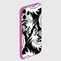 Чехол iPhone 11 Pro матовый УЗОР ИЗ БЕЛЫХ ДРАКОНОВ WHITE DRAGON TOKYO, цвет: 3D-фиолетовый — фото 2