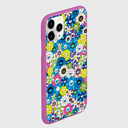 Чехол iPhone 11 Pro матовый Takashi Murakami Улыбающиеся цветы, цвет: 3D-фиолетовый — фото 2