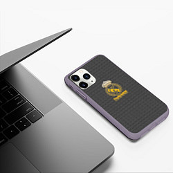 Чехол iPhone 11 Pro матовый Real Madrid graphite theme, цвет: 3D-серый — фото 2