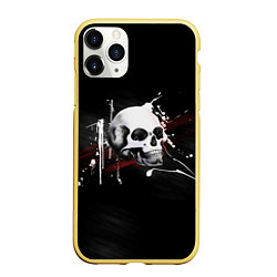 Чехол iPhone 11 Pro матовый Череп Красно-черный, цвет: 3D-желтый
