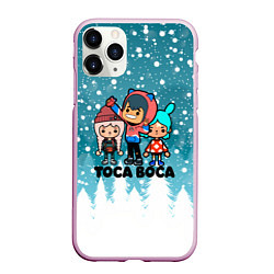 Чехол iPhone 11 Pro матовый Новогодний Toca Boca, цвет: 3D-розовый