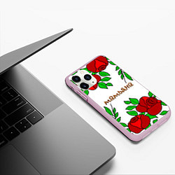 Чехол iPhone 11 Pro матовый Татьяна в розах, цвет: 3D-розовый — фото 2
