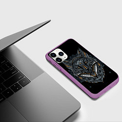 Чехол iPhone 11 Pro матовый ЭТНИЧЕСКАЯ ЛИСА FOX ABSTRACT, цвет: 3D-фиолетовый — фото 2