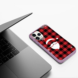 Чехол iPhone 11 Pro матовый Новогодний Санта, цвет: 3D-сиреневый — фото 2