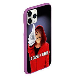 Чехол iPhone 11 Pro матовый LA CASA DE PAPEL BELLA CIAO - БУМАЖНЫЙ ДОМ, цвет: 3D-фиолетовый — фото 2