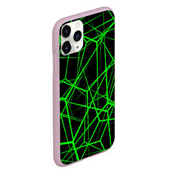 Чехол iPhone 11 Pro матовый Зеленые Полигоны Матрица, цвет: 3D-розовый — фото 2