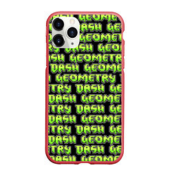 Чехол iPhone 11 Pro матовый Geometry Dash: Green Pattern Logo, цвет: 3D-красный