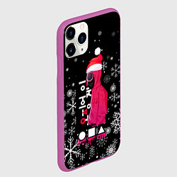 Чехол iPhone 11 Pro матовый Игра в кальмара Новогодний, цвет: 3D-фиолетовый — фото 2