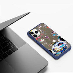 Чехол iPhone 11 Pro матовый Takashi Murakami арт с языками, цвет: 3D-тёмно-синий — фото 2