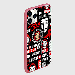 Чехол iPhone 11 Pro матовый БУМАЖНЫЙ ДОМ ЛОГОБОМБИНГ LA CASA DE PAPEL, цвет: 3D-малиновый — фото 2