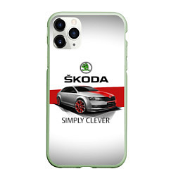 Чехол iPhone 11 Pro матовый Skoda Rapid Sport, цвет: 3D-салатовый