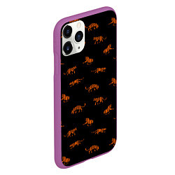 Чехол iPhone 11 Pro матовый Тигры паттерн Tigers pattern, цвет: 3D-фиолетовый — фото 2