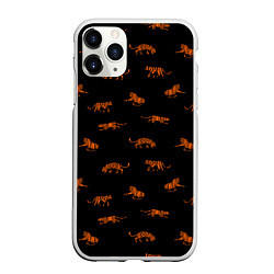 Чехол iPhone 11 Pro матовый Тигры паттерн Tigers pattern, цвет: 3D-белый