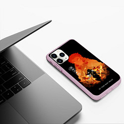 Чехол iPhone 11 Pro матовый Ренгоку Кенджуро пылай клинок демонов, цвет: 3D-розовый — фото 2