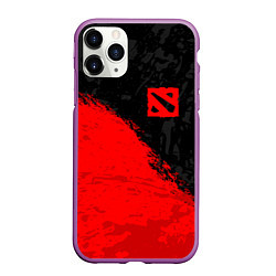 Чехол iPhone 11 Pro матовый DOTA 2 RED LOGO, БРЫЗГИ КРАСОК