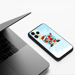 Чехол iPhone 11 Pro матовый Santa Dabbing в гирлянде, цвет: 3D-черный — фото 2