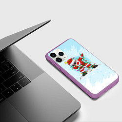 Чехол iPhone 11 Pro матовый Santa Dabbing в гирлянде, цвет: 3D-фиолетовый — фото 2