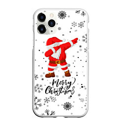 Чехол iPhone 11 Pro матовый Santa Dabbing идет снег, цвет: 3D-белый