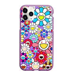 Чехол iPhone 11 Pro матовый Цветы Takashi Murakami, цвет: 3D-фиолетовый