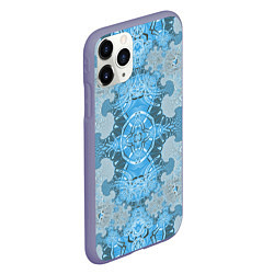 Чехол iPhone 11 Pro матовый Коллекция Фрактальная мозаика Голубой 292-6-n Низ, цвет: 3D-серый — фото 2