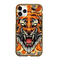 Чехол iPhone 11 Pro матовый Символ года тигр в гневе, цвет: 3D-коричневый