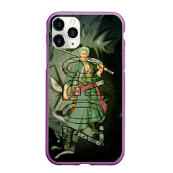 Чехол iPhone 11 Pro матовый Зоро Zoro Ван Пис, цвет: 3D-фиолетовый