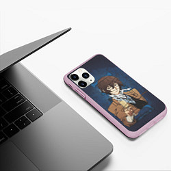 Чехол iPhone 11 Pro матовый Дазай Осаму Dazai Osamu bungou stray dogs, цвет: 3D-розовый — фото 2