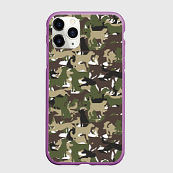 Чехол iPhone 11 Pro матовый Камуфляж из Собак Camouflage, цвет: 3D-фиолетовый