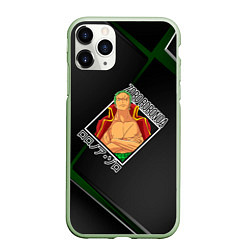 Чехол iPhone 11 Pro матовый Ван-Пис One Piece, Зоро Ророноа Zoro Roronoa, цвет: 3D-салатовый