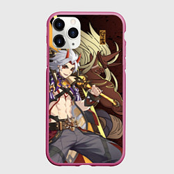 Чехол iPhone 11 Pro матовый ДЕМОН АРАТАКИ ИТТО, цвет: 3D-малиновый