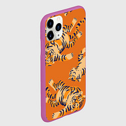 Чехол iPhone 11 Pro матовый Тигр паттерн, цвет: 3D-фиолетовый — фото 2
