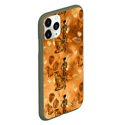 Чехол iPhone 11 Pro матовый Дама с тигром, цвет: 3D-темно-зеленый — фото 2