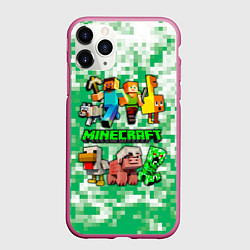 Чехол iPhone 11 Pro матовый Minecraft персонажи мобы, цвет: 3D-малиновый