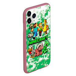 Чехол iPhone 11 Pro матовый Minecraft персонажи мобы, цвет: 3D-малиновый — фото 2