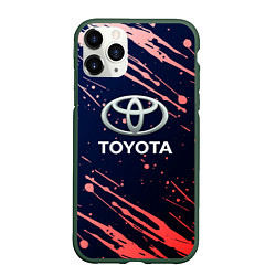 Чехол iPhone 11 Pro матовый Toyota градиент, цвет: 3D-темно-зеленый